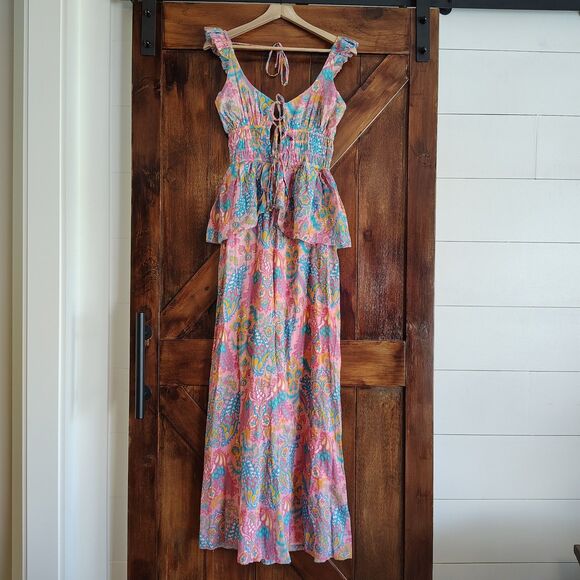 NWT Love The Label Eva Jumpsuit Small Boho Floral Festival Resort Wear Wide Leg - Picture 1 of 8